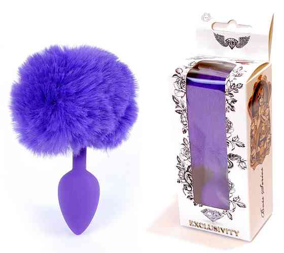 Анальная пробка ( размер S ) с хвостом Boss Series - Silicon PLUG Bunny Tail Purple, BS6400101 Sex Aura Киев