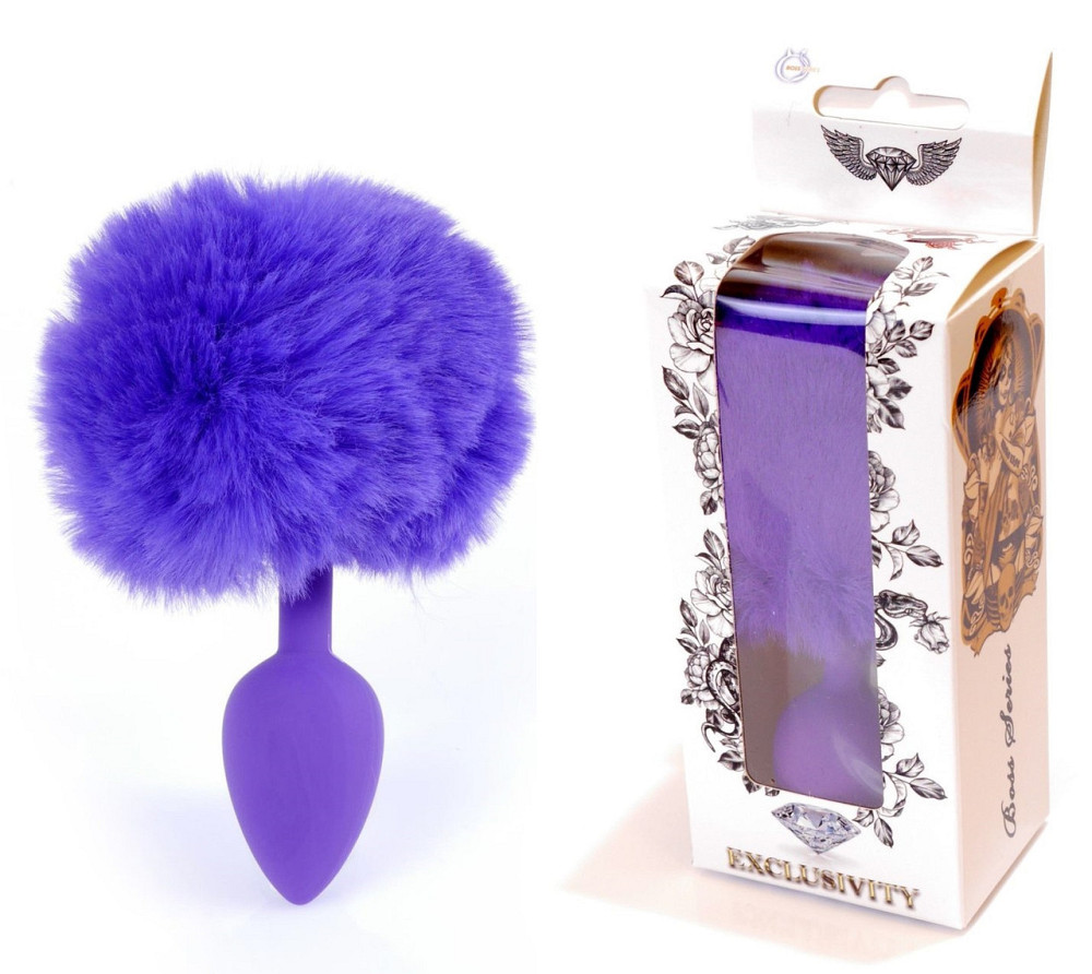 Анальна пробка (розмір S) з хвостом Boss Series - Silicon PLUG Bunny Tail Purple, BS6400101 Sex Aura Київ - фото 1