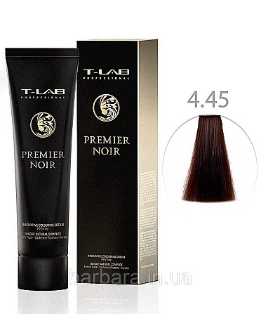 Крем-краска для волос T-LAB Professional Premier Noir Colouring Cream 4.45 шатен темный макагон Киев - изображение 1