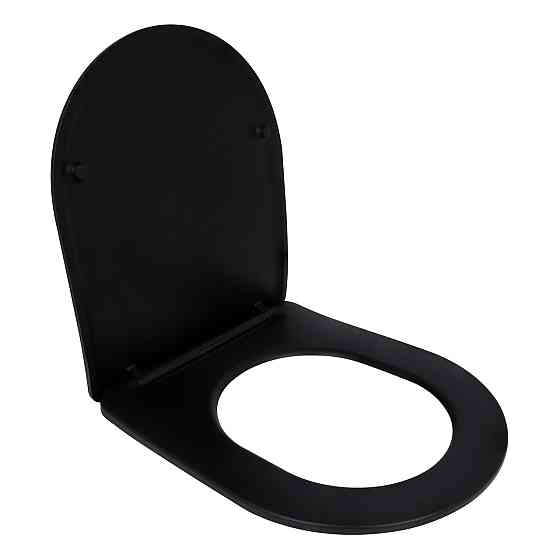 Сидіння для унітаза Qtap (Robin 490) 425x363x50 мм, Matt Black, з мікроліфтом Slim Duroplast, Quick Release QTSC179MB48676 Київ