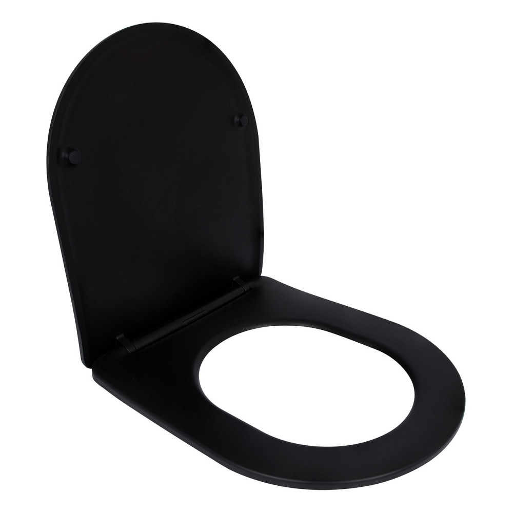 Сидіння для унітаза Qtap (Robin 490) 425x363x50 мм, Matt Black, з мікроліфтом Slim Duroplast, Quick Release QTSC179MB48676 Київ - фото 3