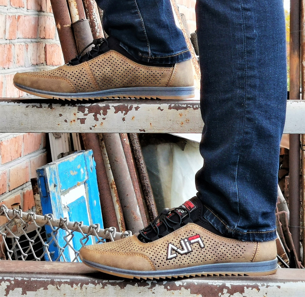 Мужские Мокасины Кроссовки FILA Коричневые с Перфорацией Туфли (размеры: 40,41,42,43,44,45) Видео Обзор - 17-3 Днепр - изображение 9