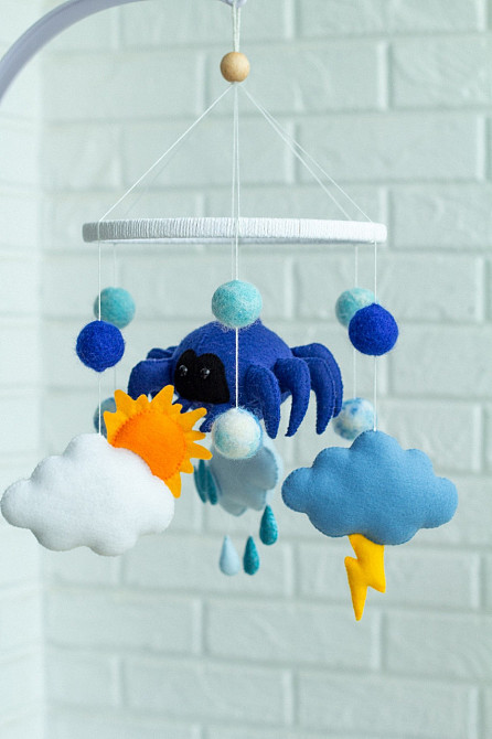 Дитячий мобіль на ліжечко для немовлят ручної роботи WooolyWool «Прогноз погоди» Київ - фото 5