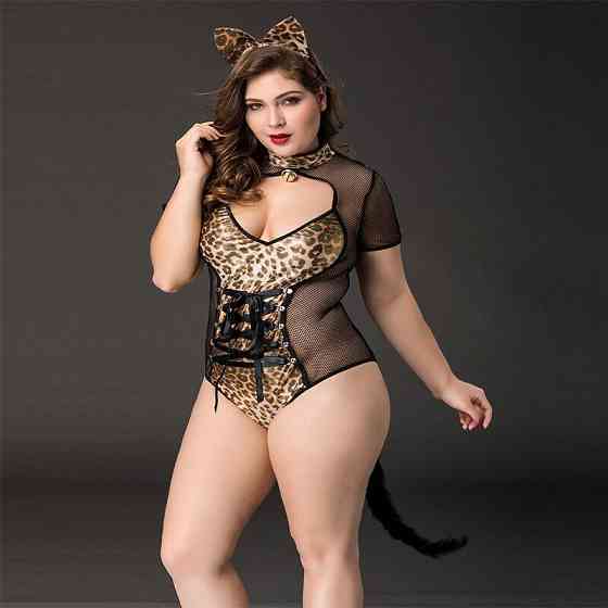 Еротичний костюм кішечки JSY «Імператриця Кітті» Plus Size, Black, боді, шнурівка, хвіст, вушка Sex Aura Київ