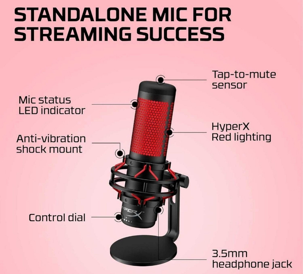 Микрофон для ПК, для стримов, подкастов HyperX Quadcast (HX-MICQC-BK) Харьков - изображение 4