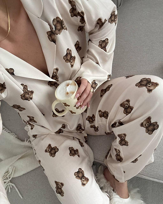 Жіноча легка піжама-двійка з ведмедиками із софту 46/48 Одеса - фото 7