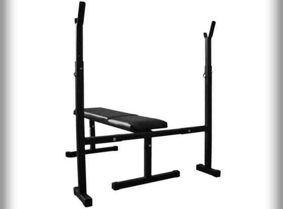 Скамья для жима + 4 грифа + 100 кг блинов Гантели, гири, штанги и диски АВС пластик комплект Киев