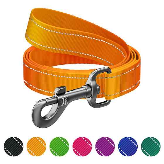 Поводок для собак нейлоновый WAUDOG Nylon Mono, световозвращающий, M, Ш 20 мм, Длин 122 см оранжевый Киев