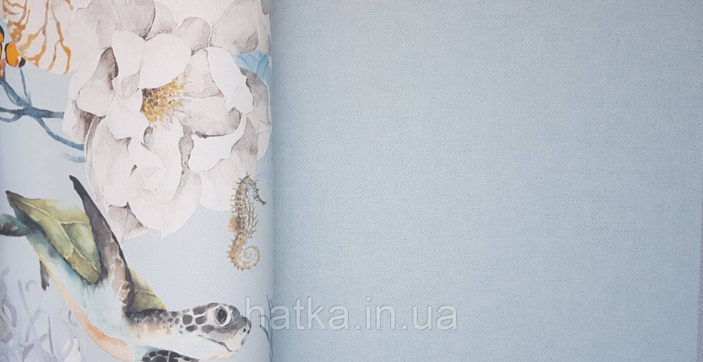 Шпалери флізелінові екологічно чисті Rasch Kids World 0.53х10 однотонні матові бірюзові блакитні Київ - фото 2