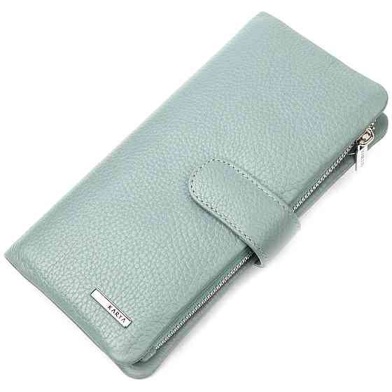 Интересное женское портмоне из натуральной кожи KARYA 21000 Серо-голубой Киев