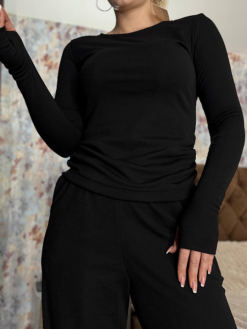 Женский теплый базовый костюм двойка: лонгслив и штаны джерси на флисе Одесса - изображение 6