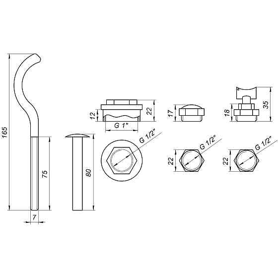 Комплект футорок секційного радіатора CRISTAL NR-2015 1/2″ з 3-кронштейнами (HT 416) Тернопіль