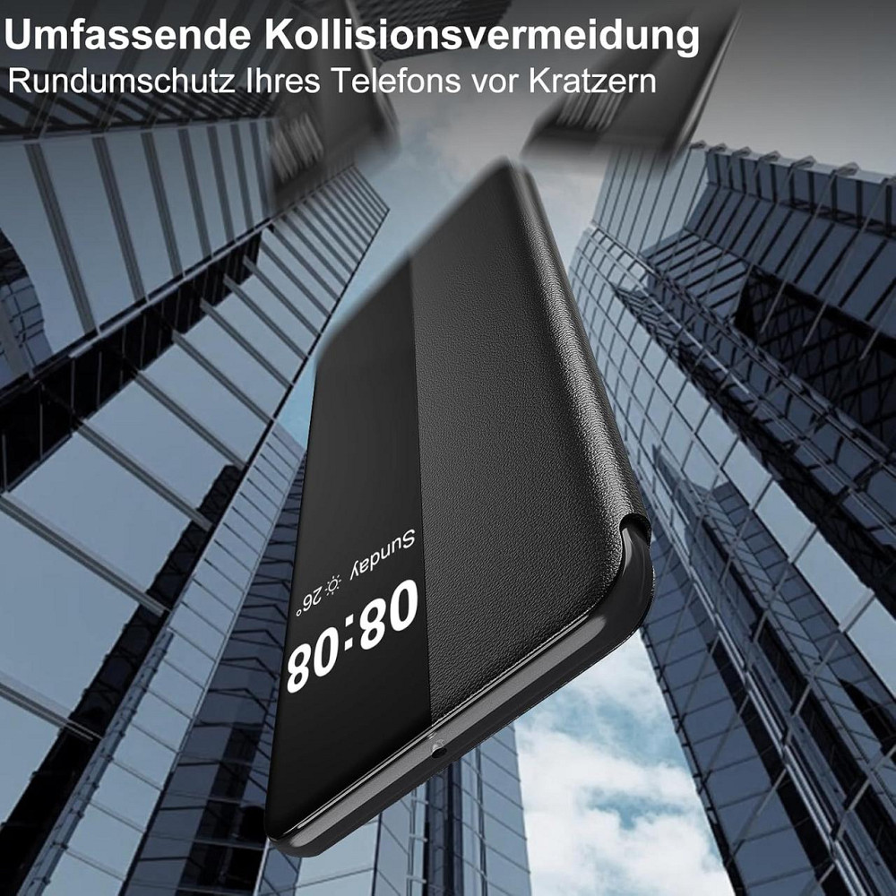 Чехол для Samsung Galaxy S24 Clear View флип кожаный ультратонкий ударопрочный с прозрачным окном черный Киев - изображение 7