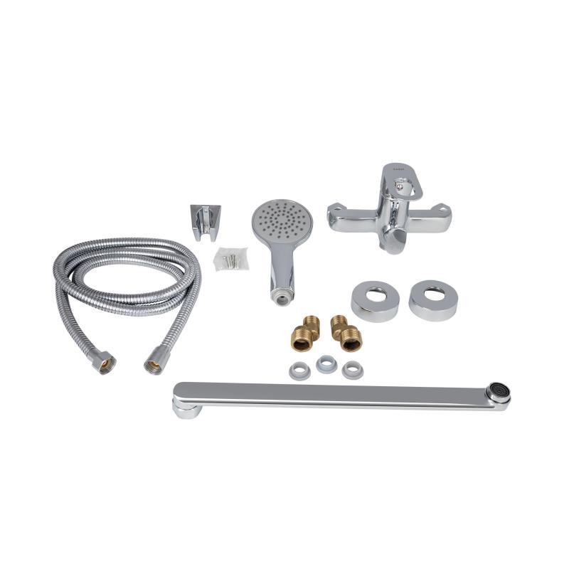 Змішувач для ванни з душовим гарнітуром Lidz Latwa 005 з поворотним виливом хром. Київ - фото 8