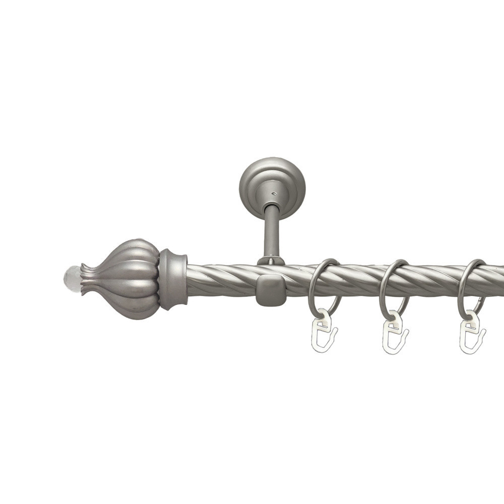 Карниз Orvit Таджа-Кристал металевий однорядний відкритий скручена труба кільце металеве Сатин 19 мм 160 см Львов - изображение 1