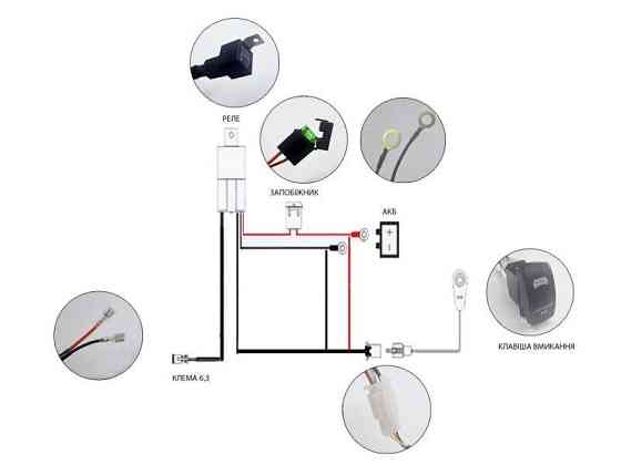 Універсальна проводка StarLight №6 для фар робочого світла 5,6м 120W кнопка ON-OFF Toyota (1 режим) + реле 12V Харків