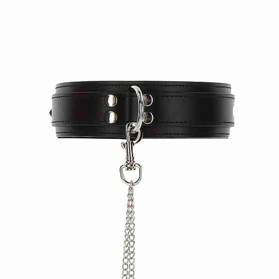 Широкий нашийник з наручниками та ланцюгом Taboom Luxury Bondage Essentials, чорний Sex Aura Київ