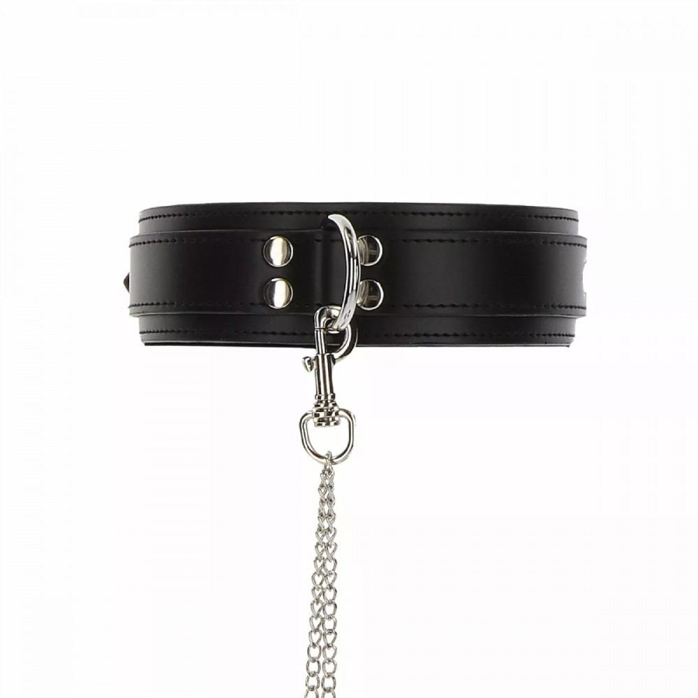 Широкий нашийник з наручниками та ланцюгом Taboom Luxury Bondage Essentials, чорний Sex Aura Київ - фото 5