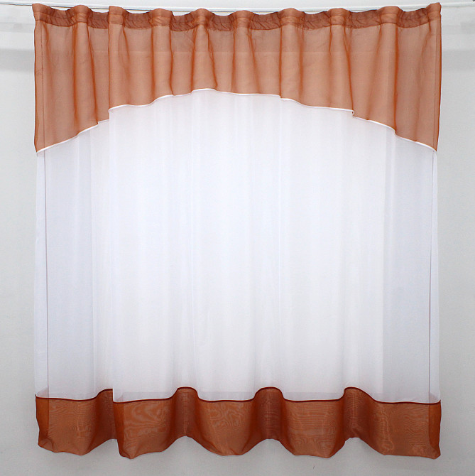 Гардина арка на кухню VR-Textil № 110к белый с терракотовым 270х170 см (52-0628) Киев - изображение 1