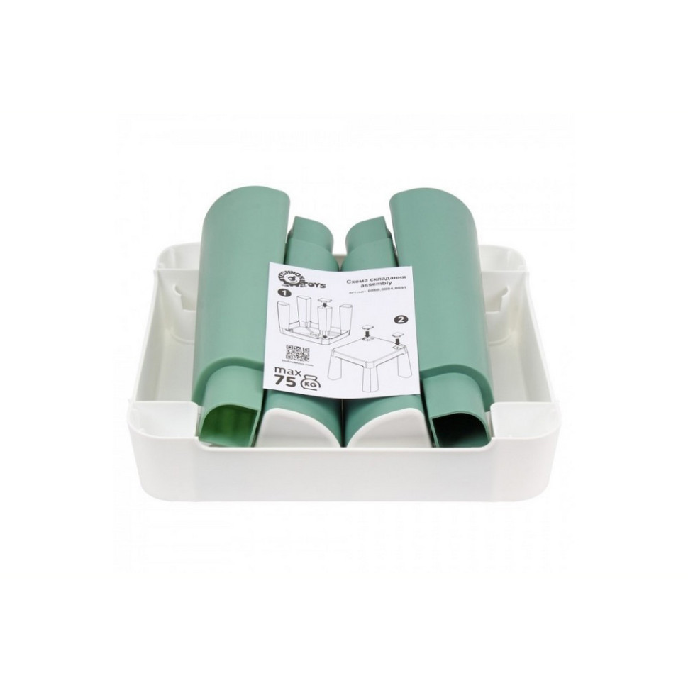 Дитячий табурет 0884TXK, біло-зелений, до 75 кг 32 х 32 х 28 см Вінниця - фото 3