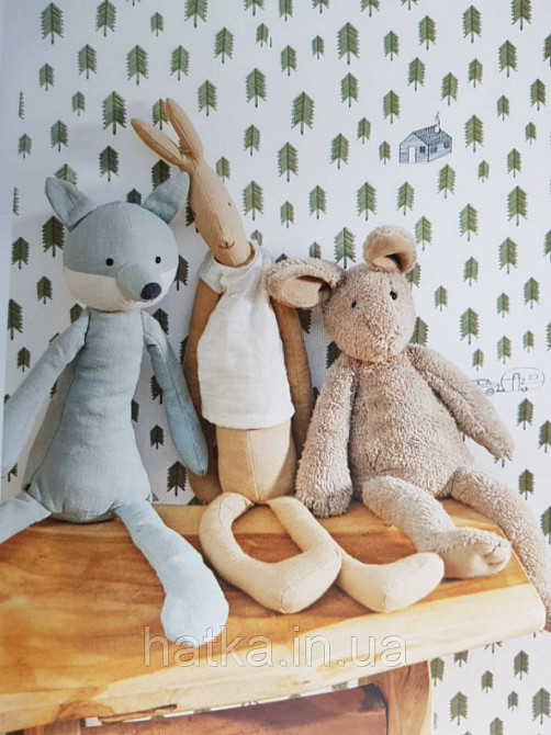 Обои флизелиновые детские  Caselio Our Planet деревья елки домики палатки зеленые на белом Киев - изображение 2