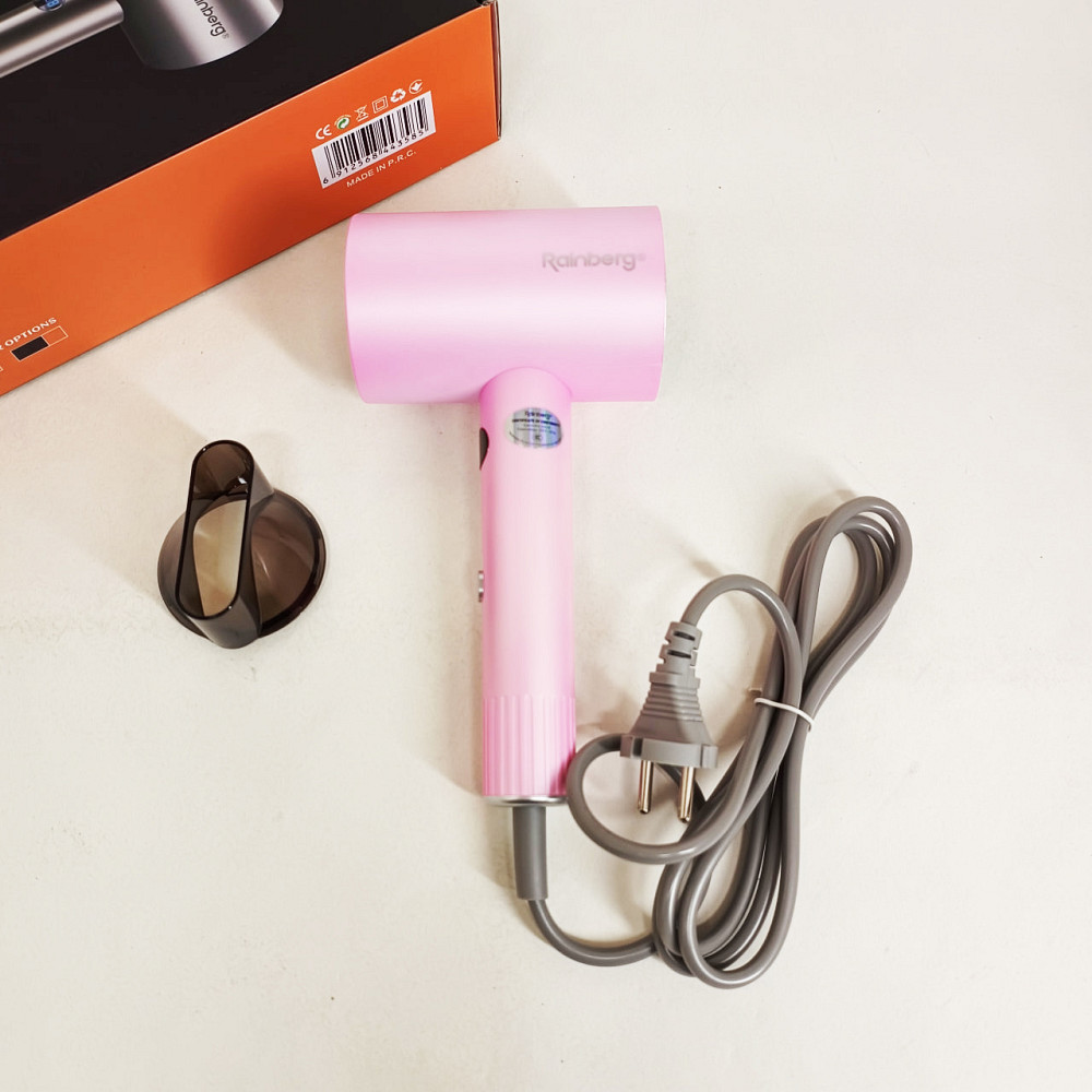 Фен з іонізацією і регулюванням температури Rainberg, Фен для дому та подорожей, Електрофен з насадками GV-37 Львів - фото 4