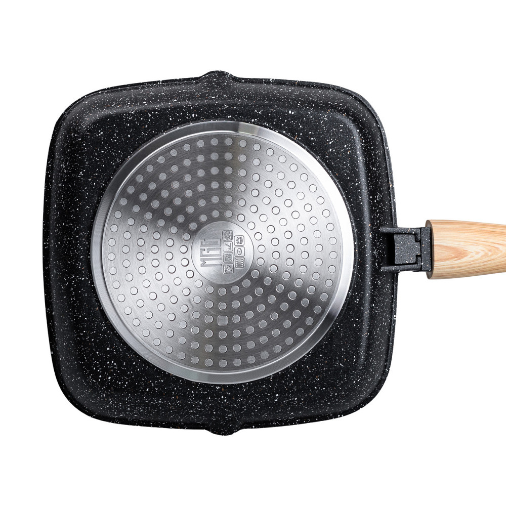 MGC Алюмінієва сковорода-гриль 24 см зі скляною кришкою та ручкою, квадратна, чорна MGC HP-4-46 Коломыя - изображение 3