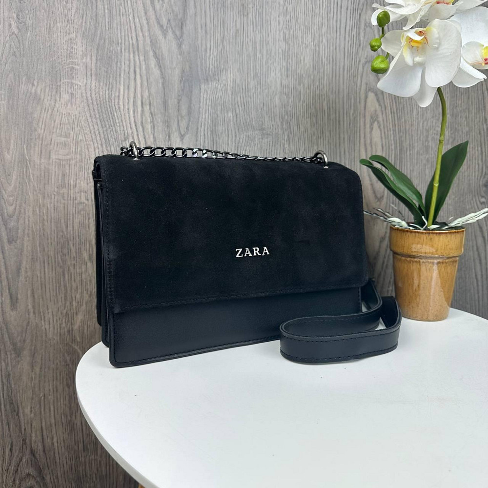 Замшева жіноча сумочка стиль Зара чорна, міні сумка натуральна замша Zara ( 25381 ) Харьков - изображение 8