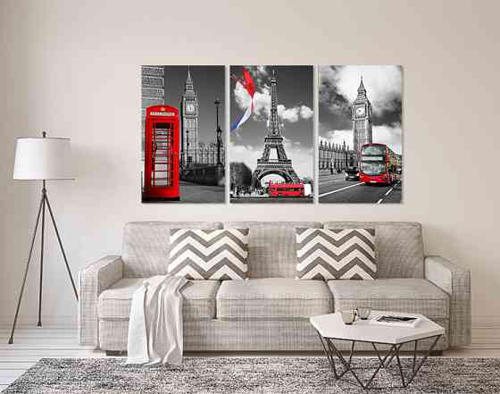 Модульна картина у вітальню/ спальню Велика Британія -Париж      ART-281_3A 100х150 см Київ