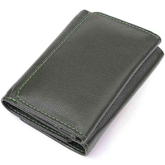 Маленький гаманець зручного формату із натуральної шкіри ST Leather 23076 Зелений Київ