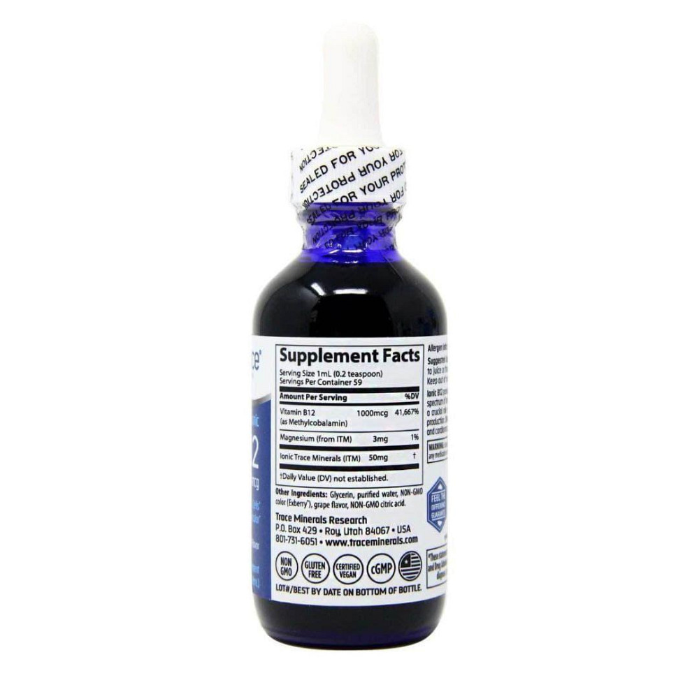 Ионный витамин B12 Trace Minerals Research Liquid Ionic B12 1000 мк 59 мл виноград Киев - изображение 2