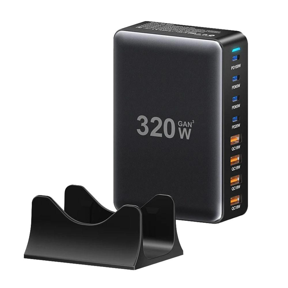 Мережевий зарядний пристрій Essager Engine 320 W 4xUSB-C+4xUSB-A Black (EZC320W-QJB0G-Z) ( 17393 ) Харьков - изображение 3