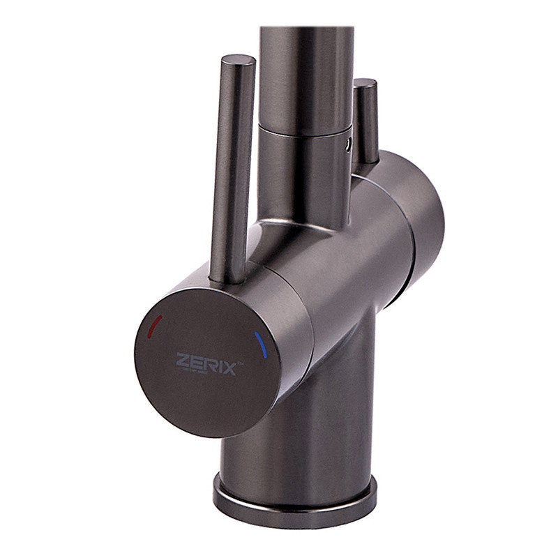 Змішувач для кухні під осмос Zerix KIT-021 Graphite REFL.Black з гнучким виливом графіт/чорний Чернівці - фото 4