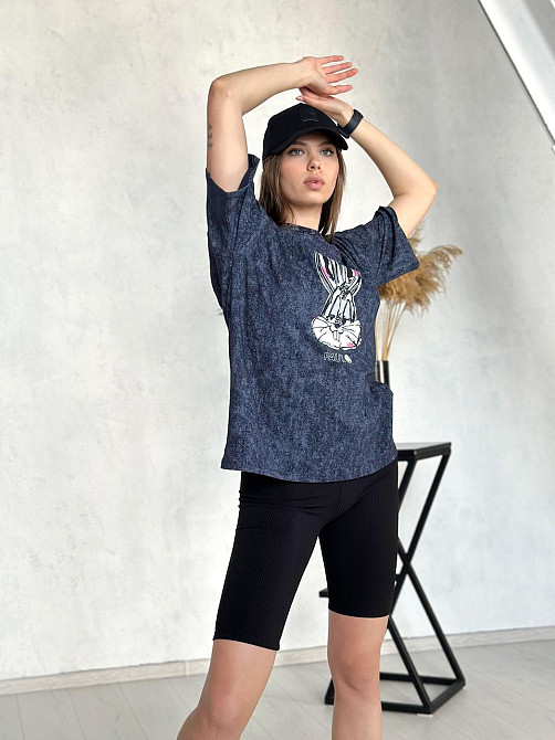 Жіночий костюм з велосипедками рубчик Bunny Київ - фото 3