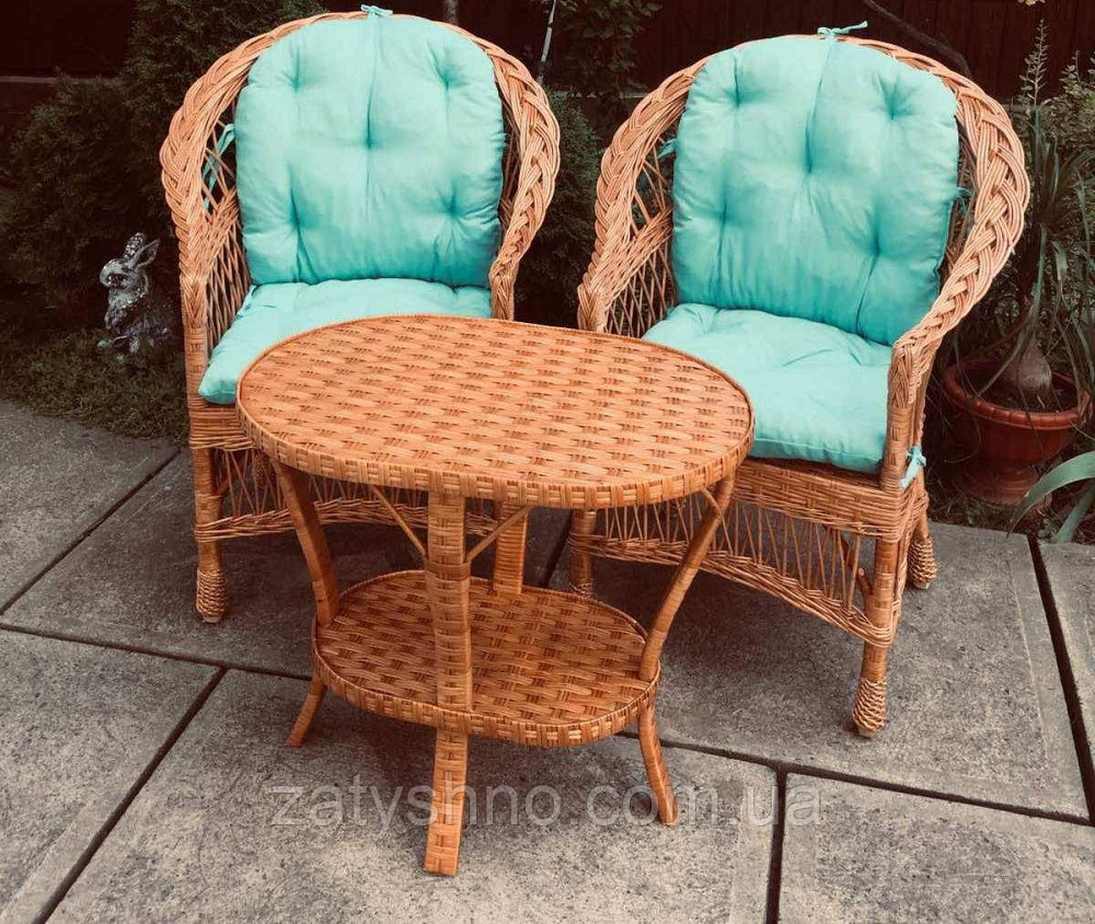 Меблі з накидками блакитними Меблі з лози плетені з лози |меблі на подарунок Київ - фото 2