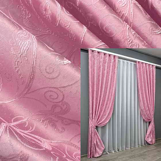 Комплект готових штор VR-Textil Жакард № 1731ш Рожевий 100х270 см 2 шт (31-801) Київ