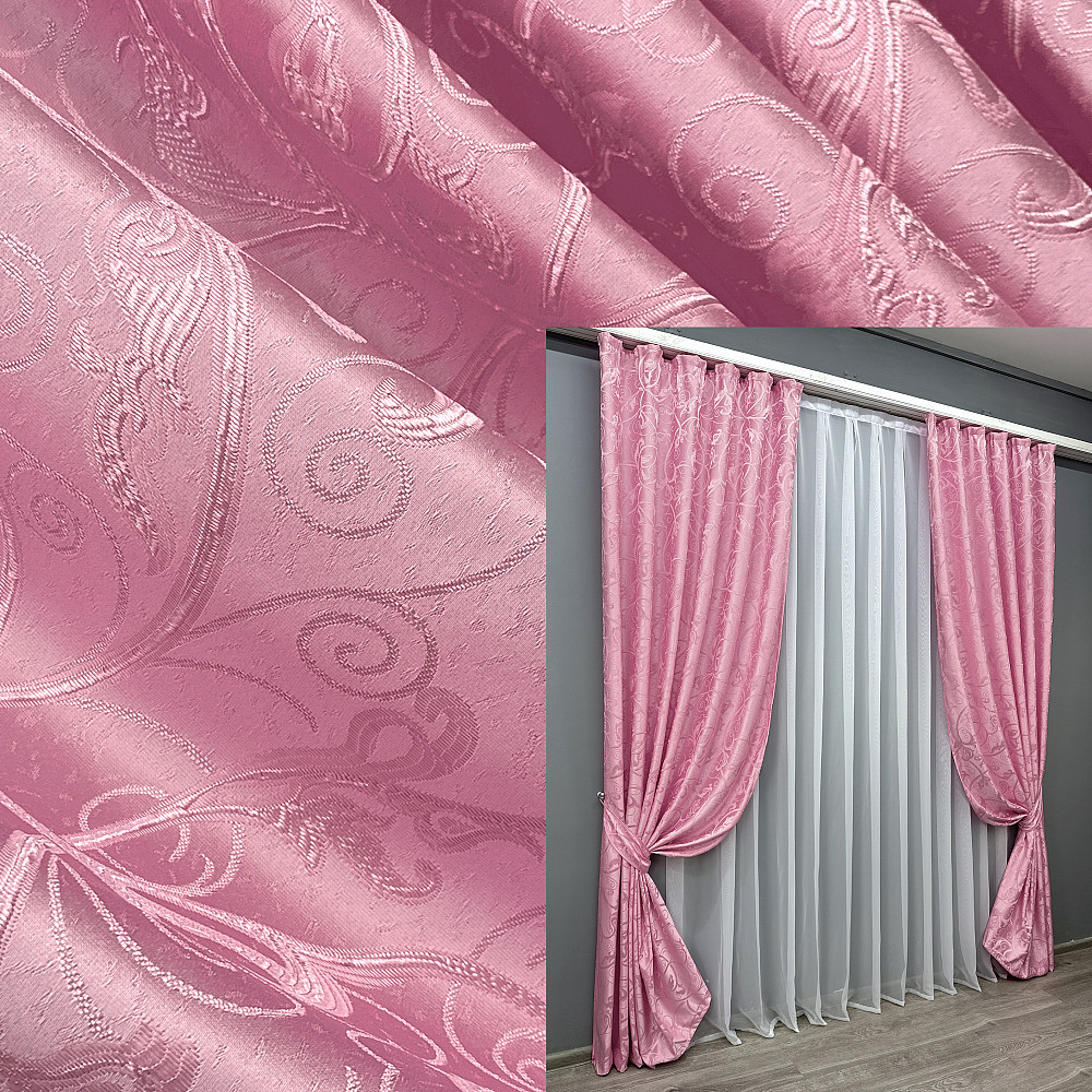 Комплект готових штор VR-Textil Жакард № 1731ш Рожевий 100х270 см 2 шт (31-801) Київ - фото 1