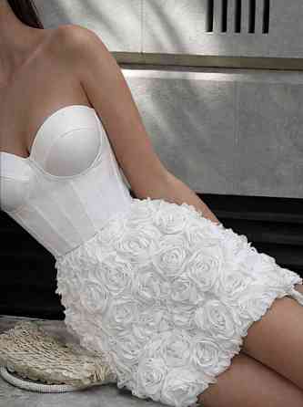 Жіноче романтичне мініплаття з корсетним ліфом з чашками костюмна + сітка з трояндами Молочний, 42/44 Одеса