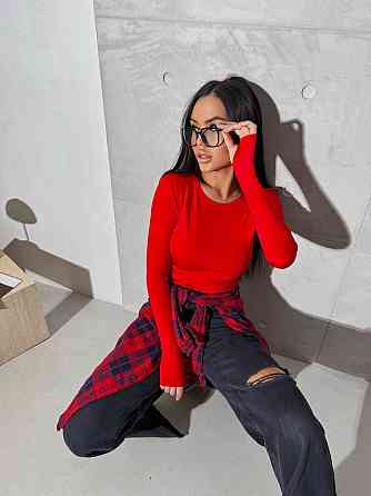 Жіночий базовий лонгслів із мікродайвінгу Червоний Одеса