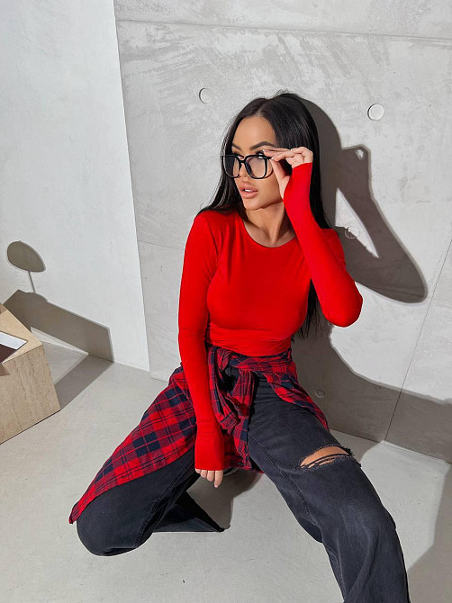 Жіночий базовий лонгслів із мікродайвінгу Червоний Одеса - фото 5