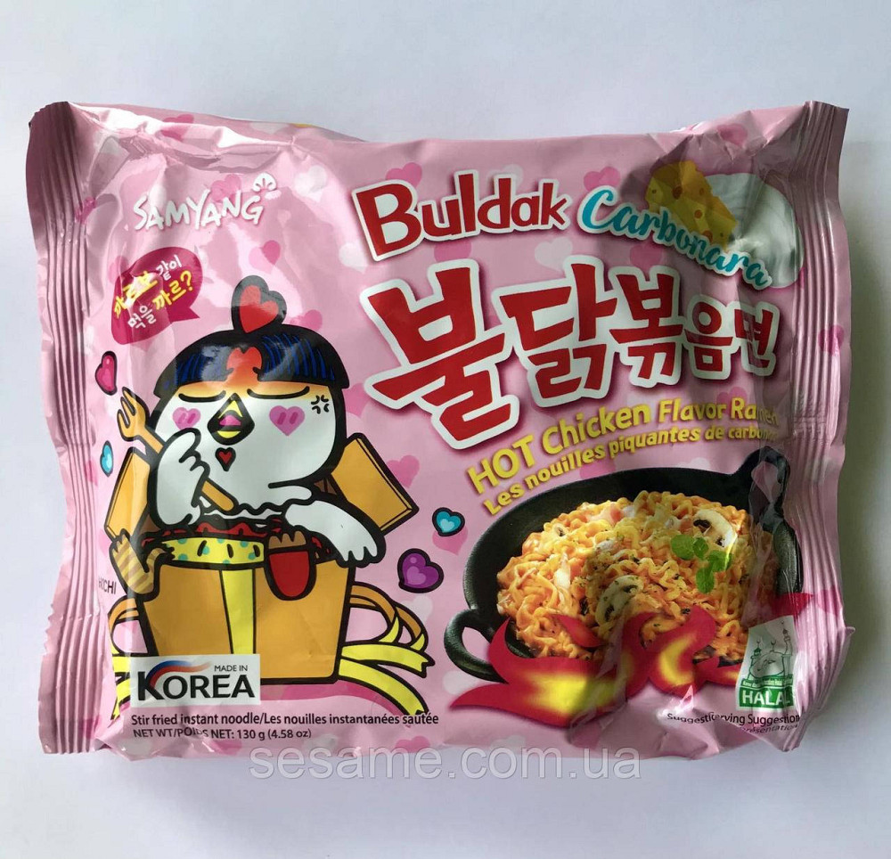 Корейская лапша Бульдак Карбонара SAMYANG Carbo Hot Chicken Flavor Ramen 130g Харьков - изображение 3