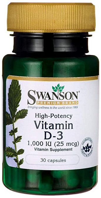 Витамин D3 Swanson Vitamin D3 High Potency 1000 IU (25 mcg) 30 caps Луцк - изображение 1