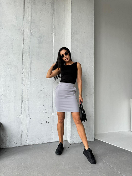 Базова жіноча коротка спідниця олівець Сірий, 46 Одеса - фото 5