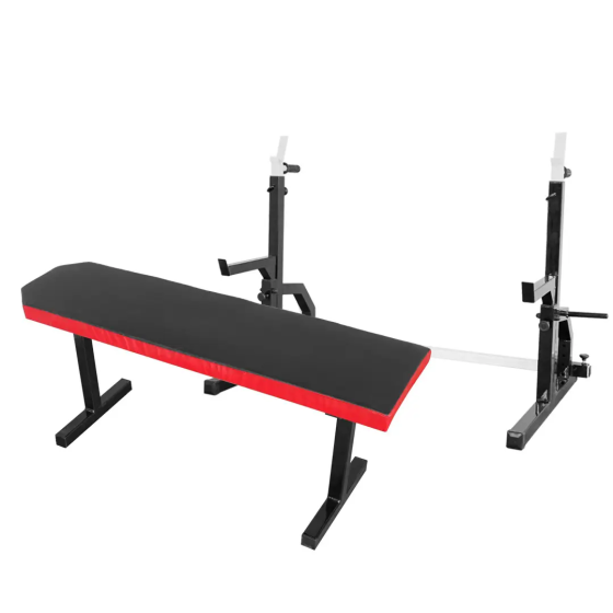 Скамья горизонтальная для жима + Стойки со страховкой 50 на 50 мм с брусьями и штырями под блины Киев