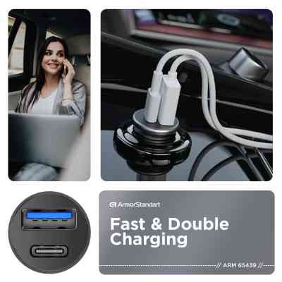 Зарядное устройство Armorstandart USB Type-C PD20W + USB QC 3.0 Grey + cable USB-C (ARM82461) Винница