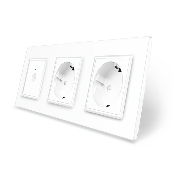 LIVOLO Сенсорний прохідний/перехресний вимикач Sense 1 сенсор 2 розетки Livolo білий скло (VL-C Коломия