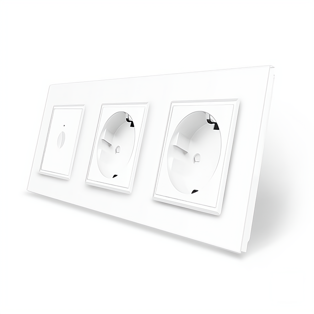 LIVOLO Сенсорний прохідний/перехресний вимикач Sense 1 сенсор 2 розетки Livolo білий скло (VL-C Коломия - фото 5