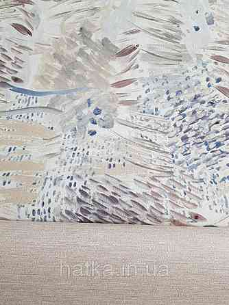 Шпалери вінілові Decoprint Breeze абстракція квіти листя мазками акварель коричневі сірі сині 0.53х10 м Київ