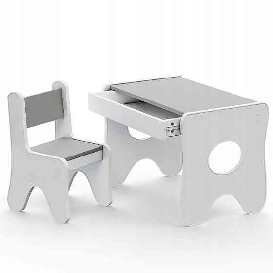 Столик и стульчик для ребенка 70×45×51, детский игральный стол и стул, белый с серым Киев
