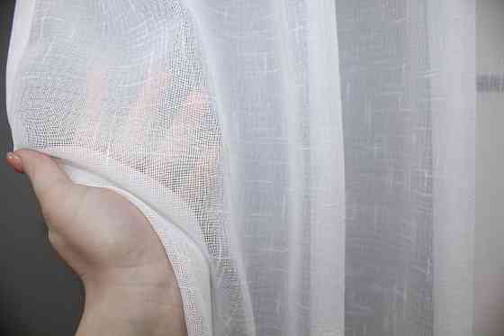 Кухонная арка VR-Textil № 000к лен с бахромой белый с золотистым 270х150 см (51-234) Киев